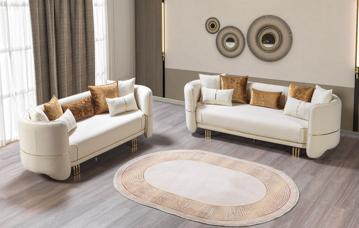 Helena Ivory Velvet Sofa 94" &amp; Loveseat 82"
