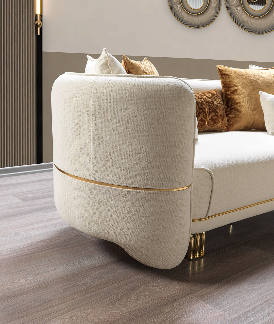 Helena Ivory Velvet Sofa 94" &amp; Loveseat 82"