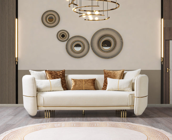 Helena Ivory Velvet Sofa 94" &amp; Loveseat 82"
