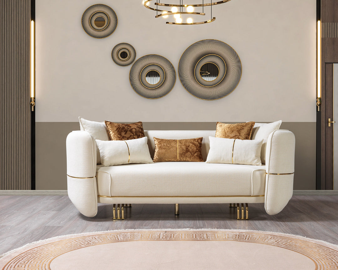 Helena Ivory Velvet Sofa 94" &amp; Loveseat 82"