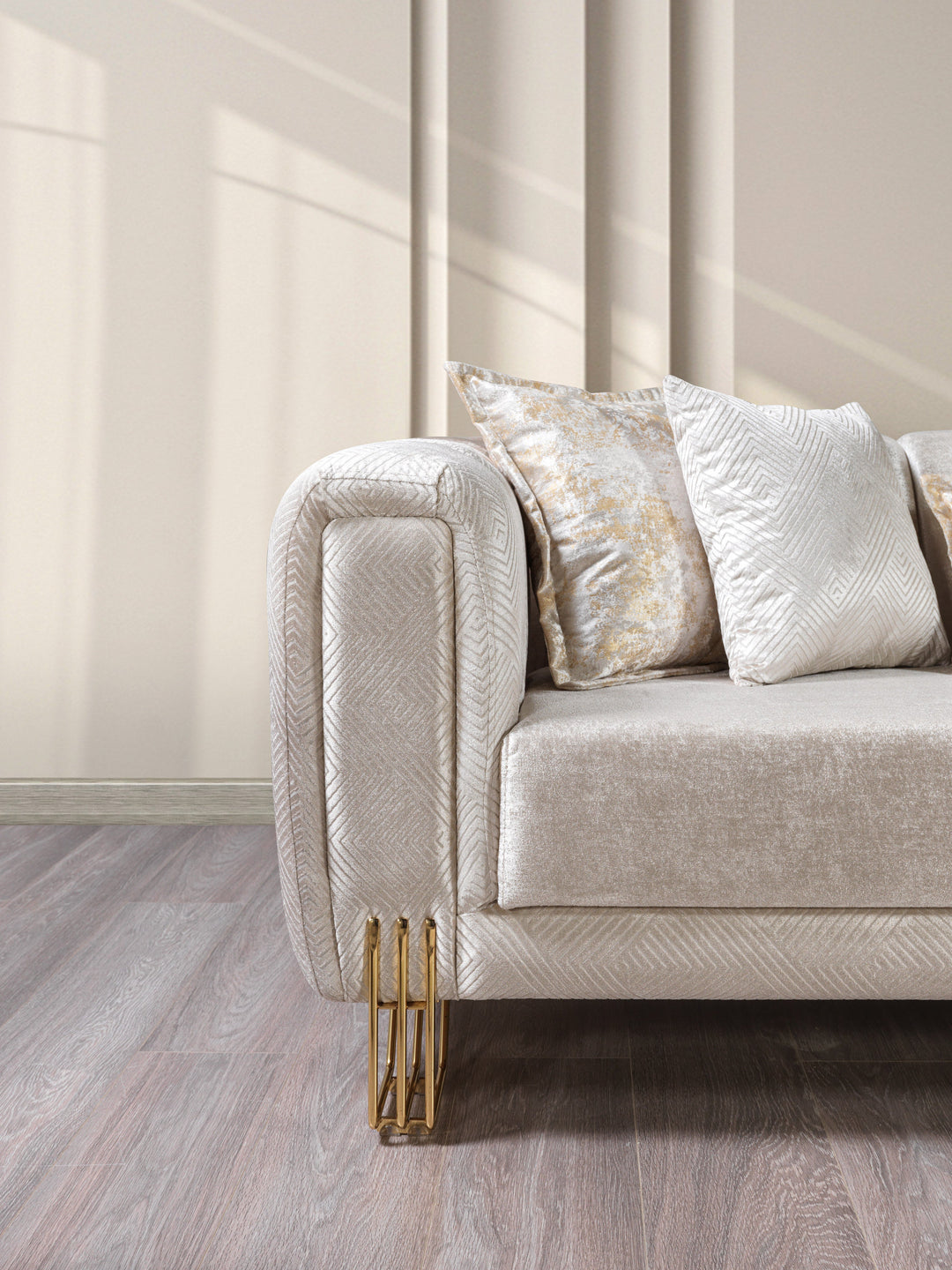 Santana Ivory Velvet Sofa 89" &amp; Loveseat 69"