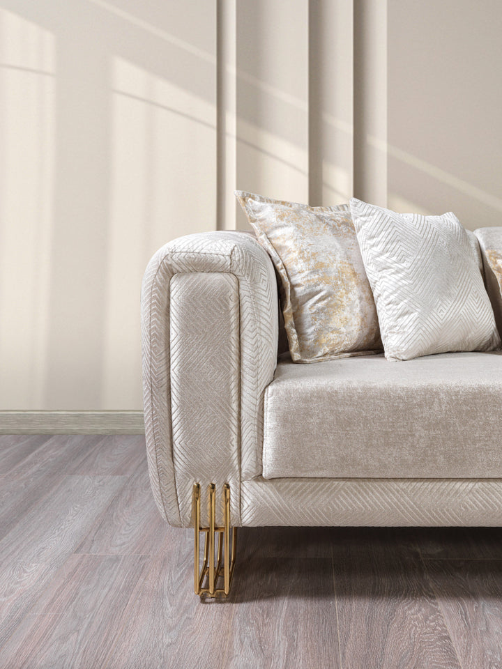 Santana Ivory Velvet Sofa 89" &amp; Loveseat 69"