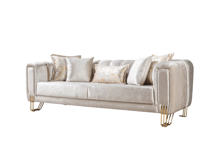 Santana Ivory Velvet Sofa 89" &amp; Loveseat 69"