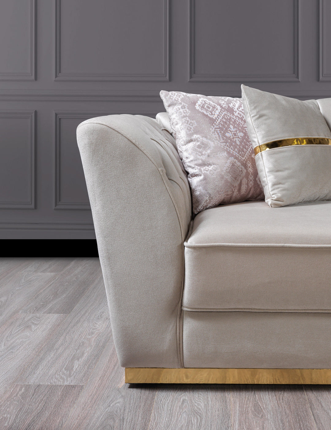 Milena Ivory Velvet Loveseat 73"