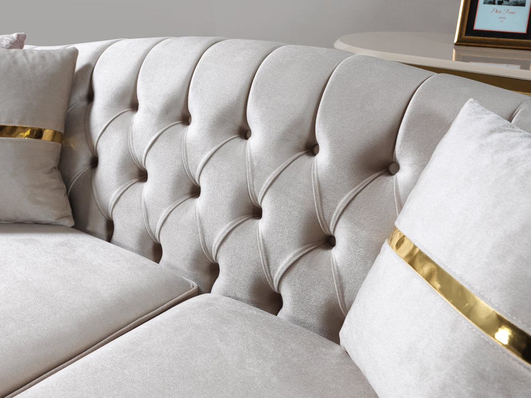 Milena Ivory Velvet Loveseat 73"