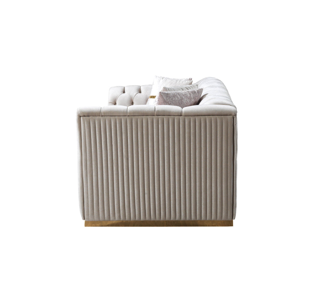 Milena Ivory Velvet Loveseat 73"