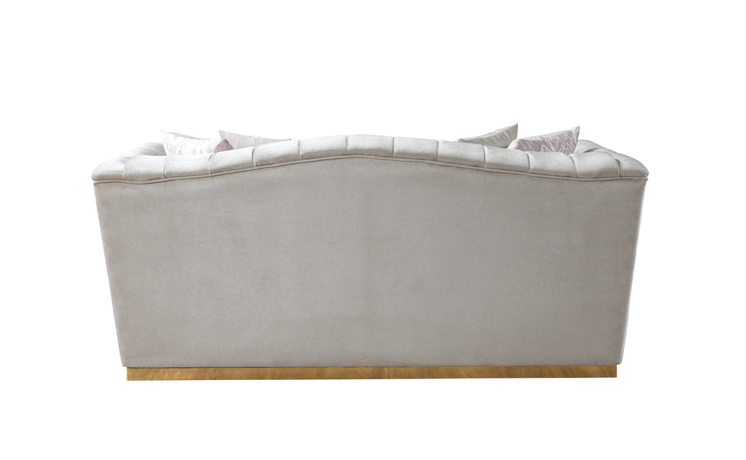 Milena Ivory Velvet Loveseat 73"