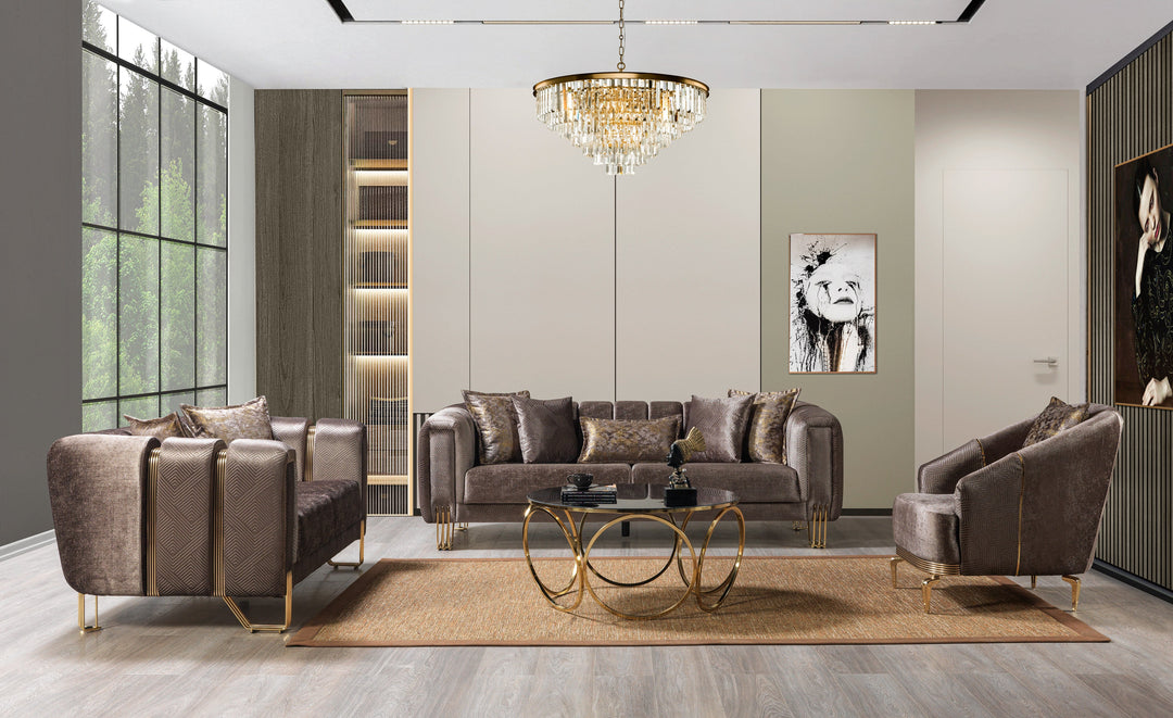 Santana Coffee Velvet Sofa 89" &amp; Loveseat 69"