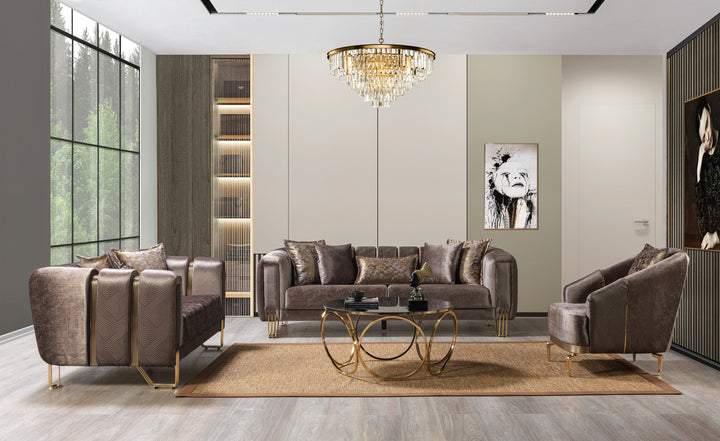 Santana Coffee Velvet Sofa 89" &amp; Loveseat 69"