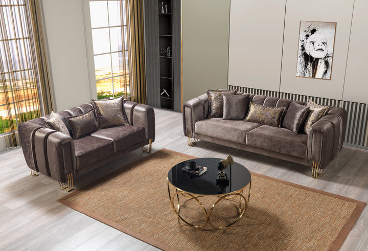 Santana Coffee Velvet Sofa 89" &amp; Loveseat 69"