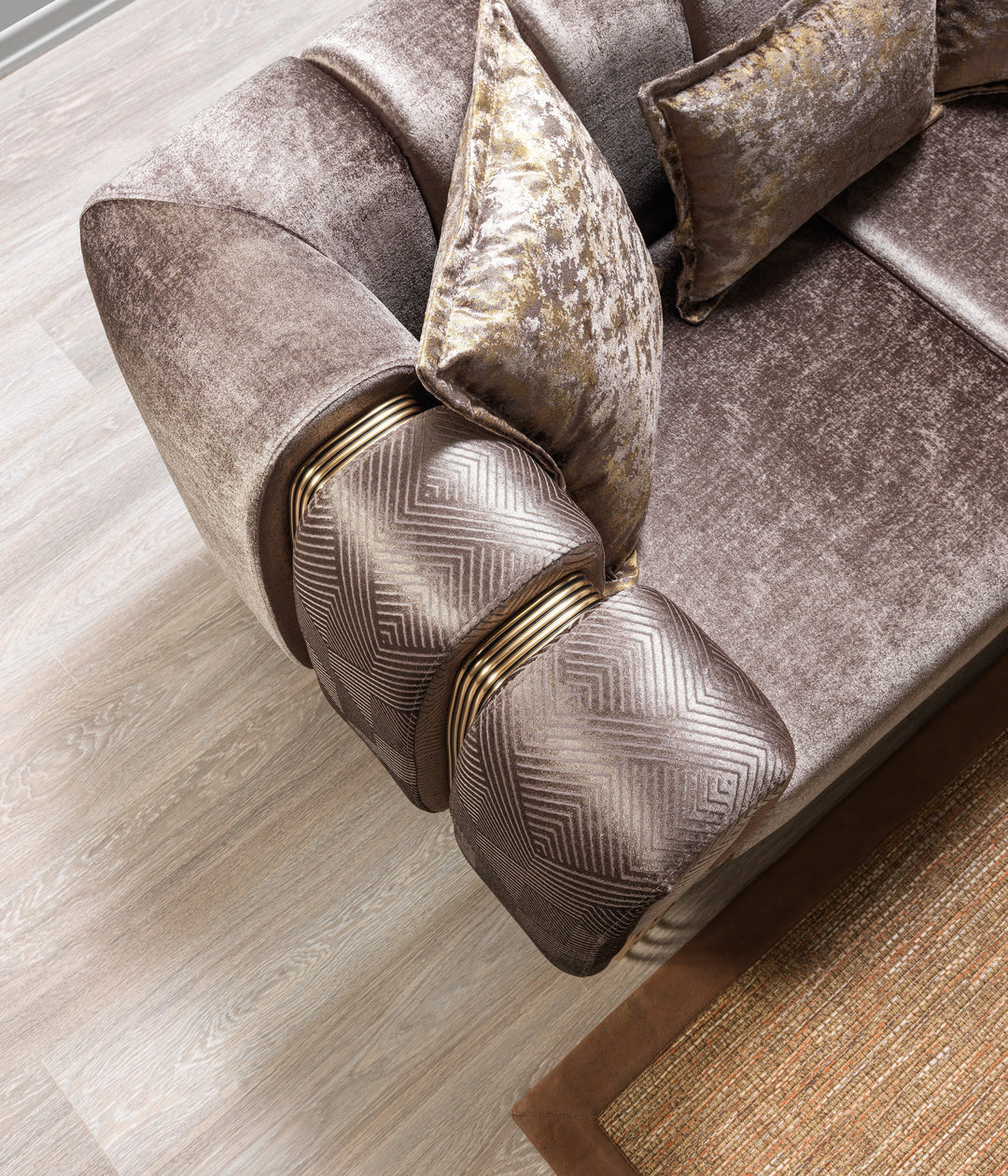 Santana Coffee Velvet Sofa 89" &amp; Loveseat 69"
