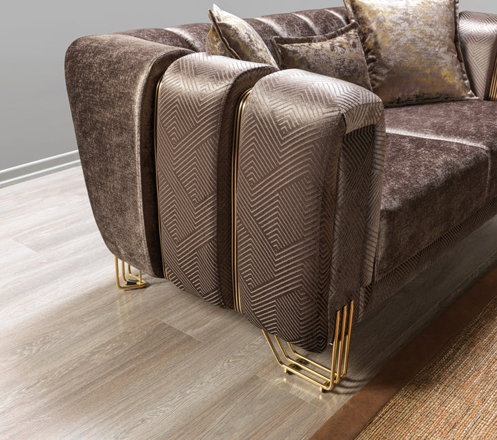 Santana Coffee Velvet Sofa 89" &amp; Loveseat 69"