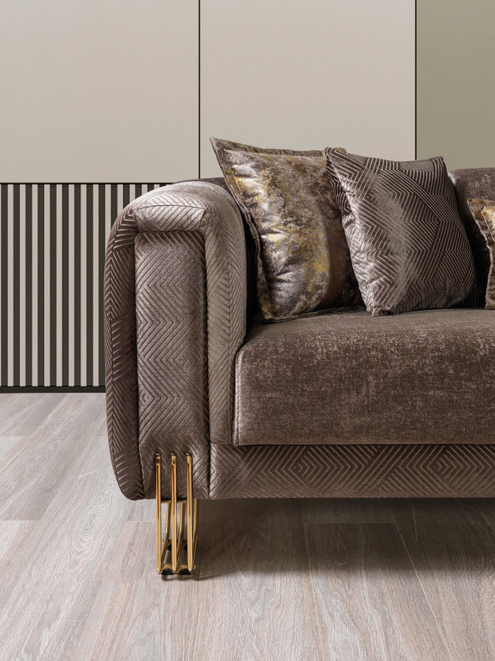 Santana Coffee Velvet Sofa 89" &amp; Loveseat 69"