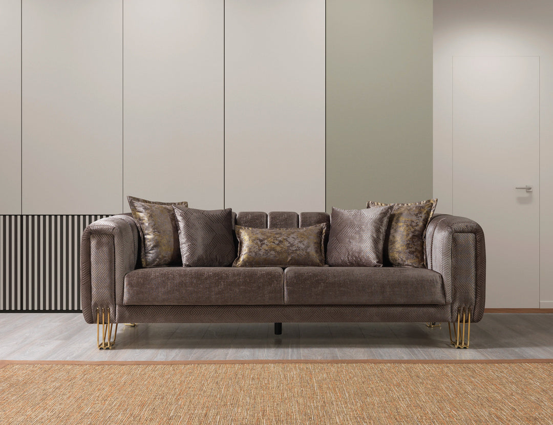 Santana Coffee Velvet Sofa 89" &amp; Loveseat 69"