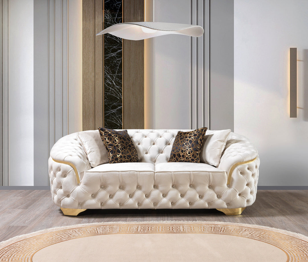 Lupino Ivory Velvet Sofa 98" &amp; Loveseat 79"