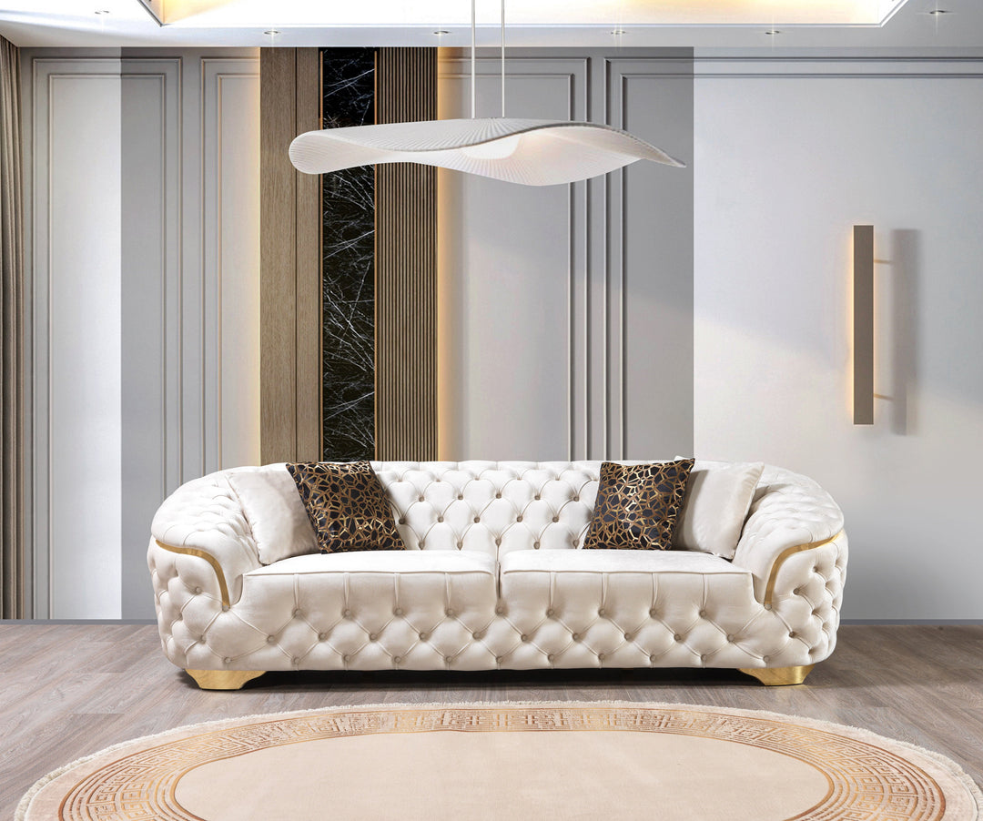 Lupino Ivory Velvet Sofa 98" &amp; Loveseat 79"