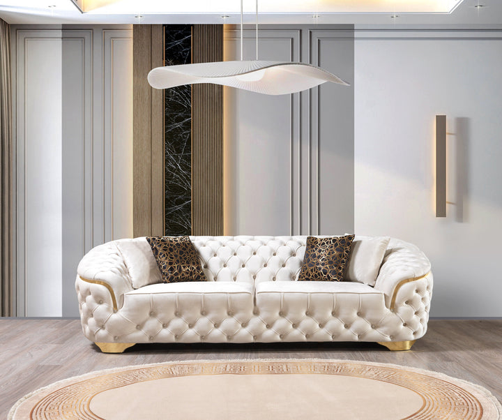 Lupino Ivory Velvet Sofa 98" &amp; Loveseat 79"