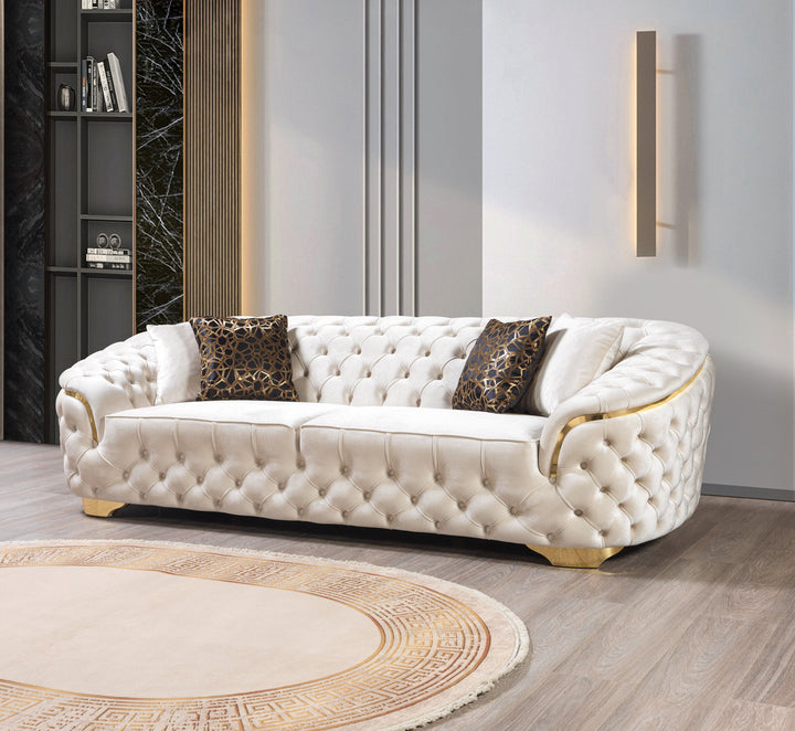 Lupino Ivory Velvet Sofa 98" &amp; Loveseat 79"