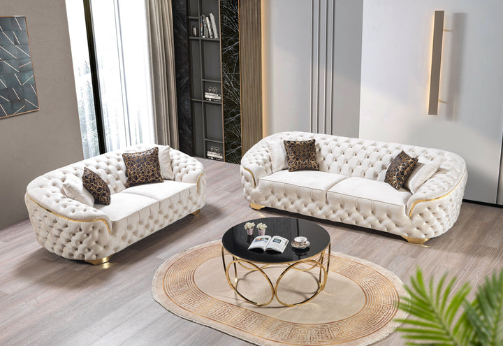 Lupino Ivory Velvet Sofa 98" &amp; Loveseat 79"