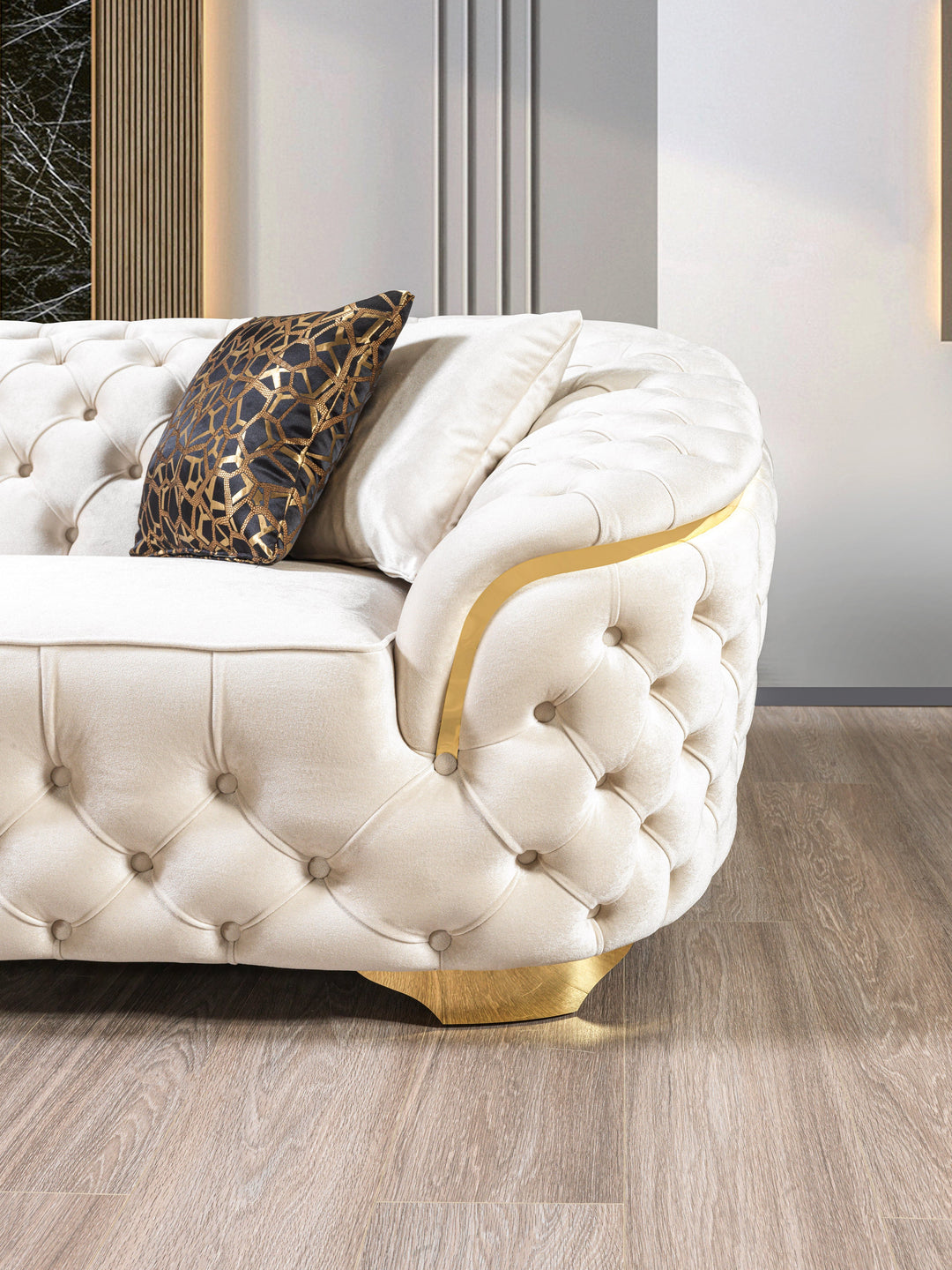 Lupino Ivory Velvet Sofa 98" &amp; Loveseat 79"