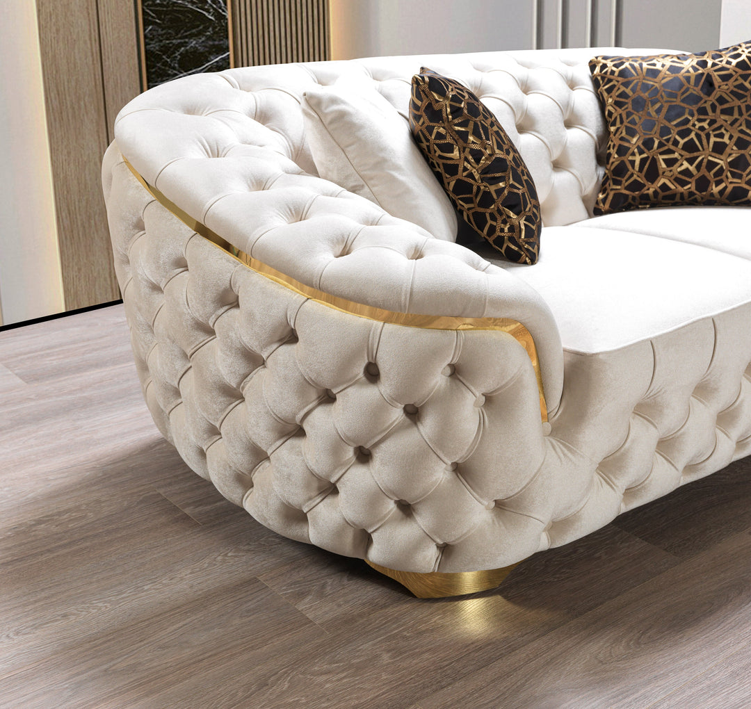 Lupino Ivory Velvet Sofa 98" &amp; Loveseat 79"