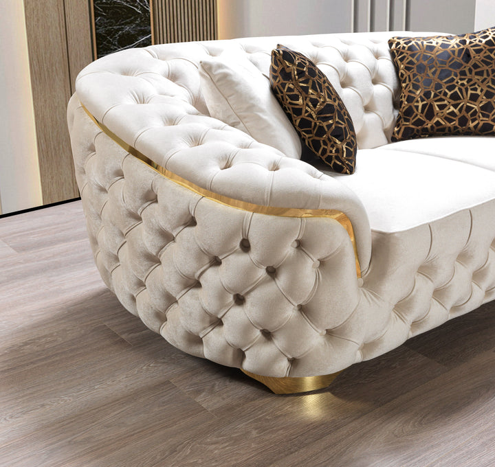 Lupino Ivory Velvet Sofa 98" &amp; Loveseat 79"