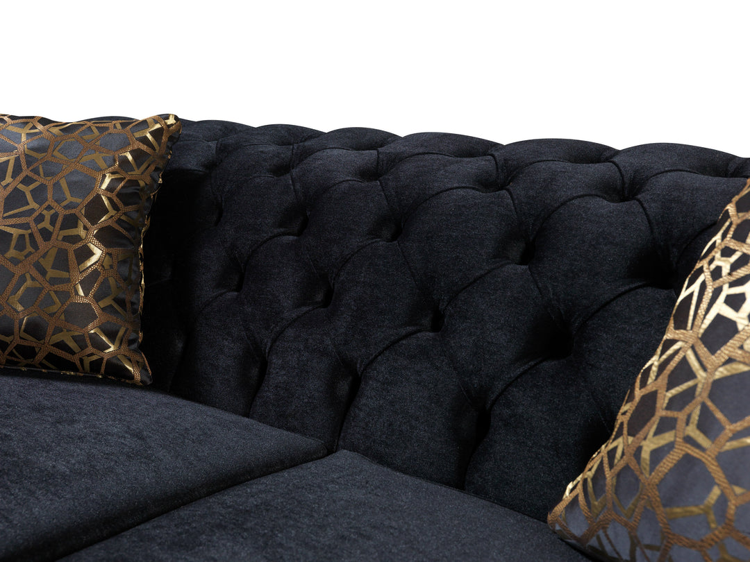 Lupino Black Velvet Sofa 98" &amp; Loveseat 79"