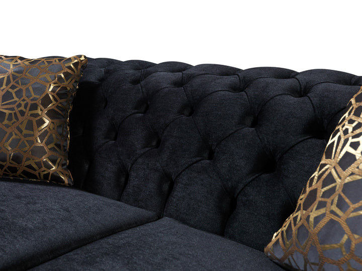 Lupino Black Velvet Sofa 98" &amp; Loveseat 79"