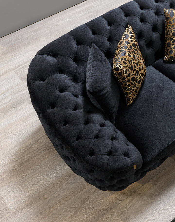 Lupino Black Velvet Sofa 98" &amp; Loveseat 79"