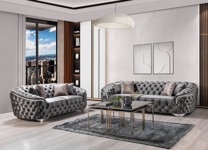 Lupino Gray Velvet Sofa 98" &amp; Loveseat 79"