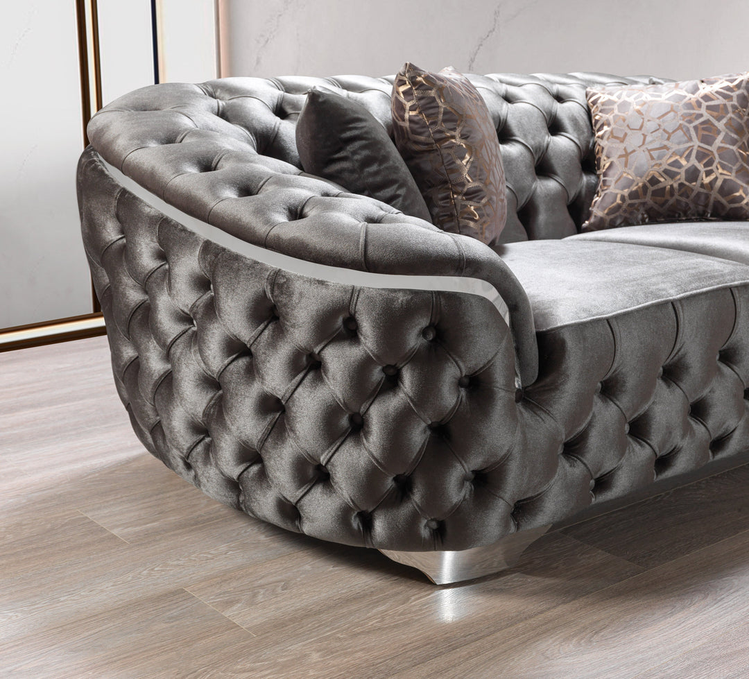 Lupino Gray Velvet Sofa 98" &amp; Loveseat 79"