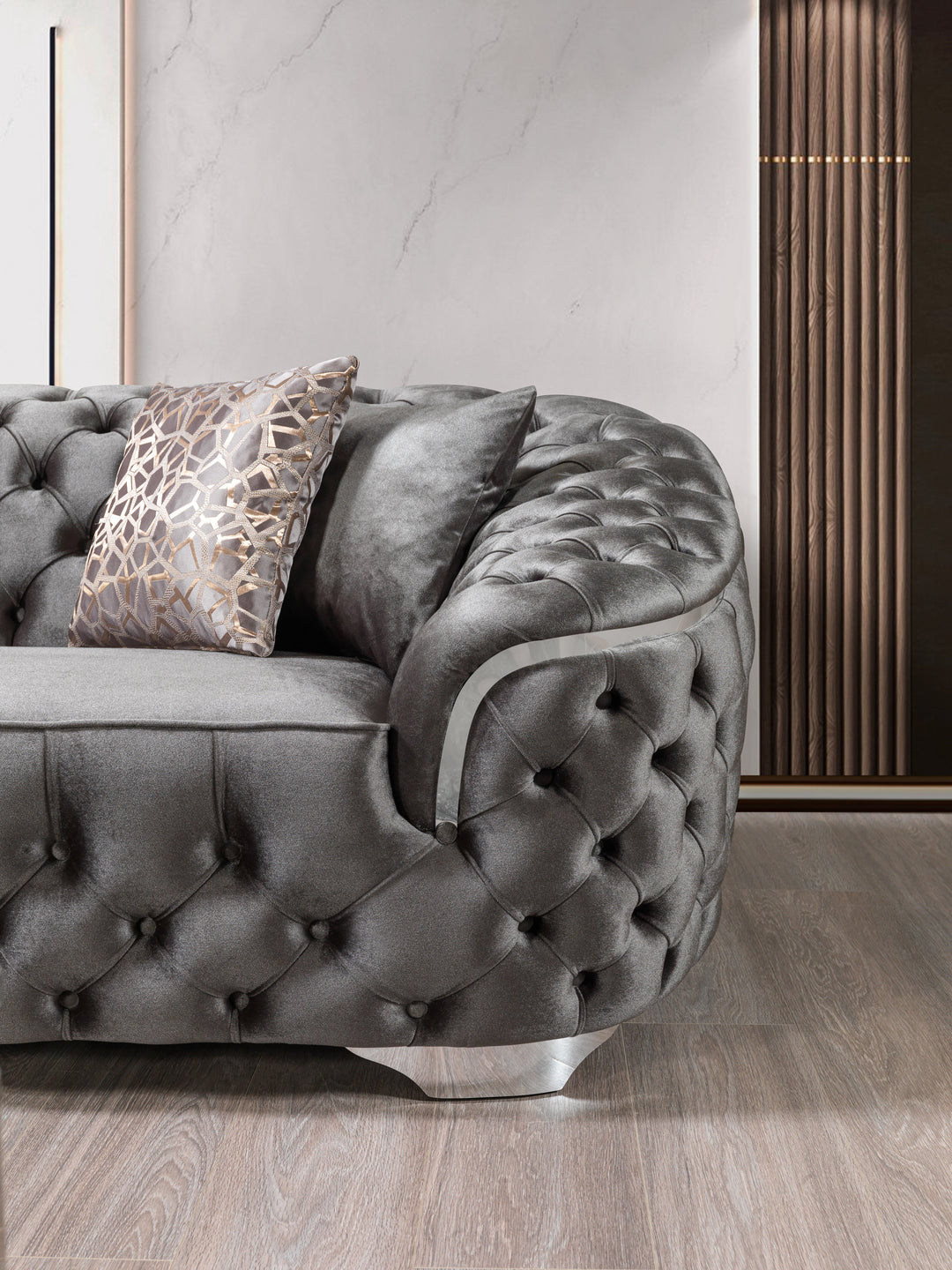 Lupino Gray Velvet Sofa 98" &amp; Loveseat 79"