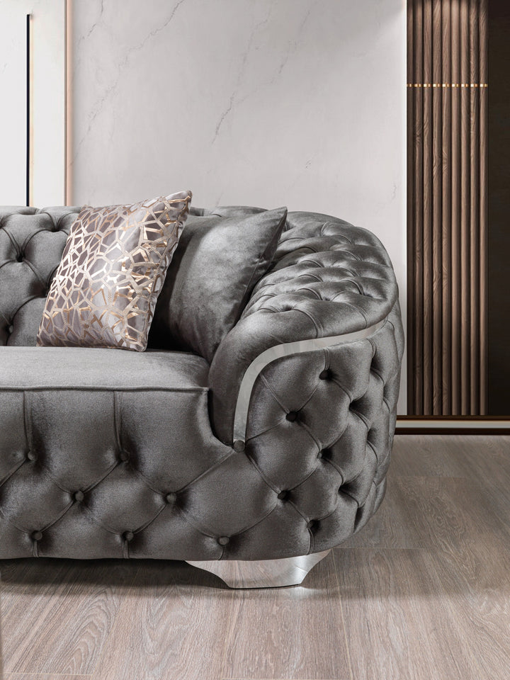 Lupino Gray Velvet Sofa 98" &amp; Loveseat 79"