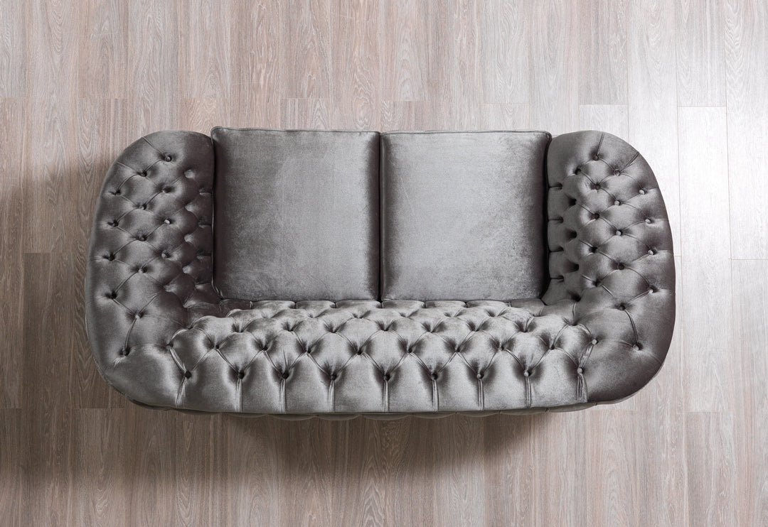 Lupino Gray Velvet Loveseat 79"