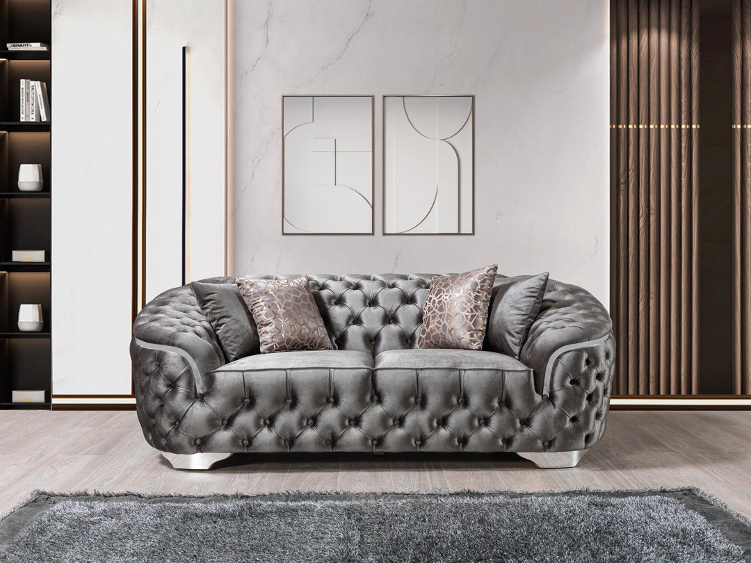 Lupino Gray Velvet Sofa 98" &amp; Loveseat 79"