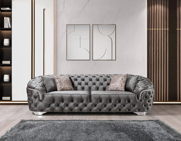 Lupino Gray Velvet Sofa 98" &amp; Loveseat 79"