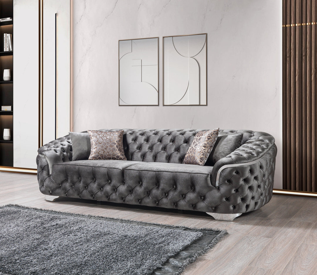 Lupino Gray Velvet Sofa 98" &amp; Loveseat 79"