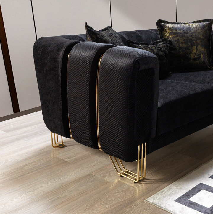 Santana Black Velvet Sofa