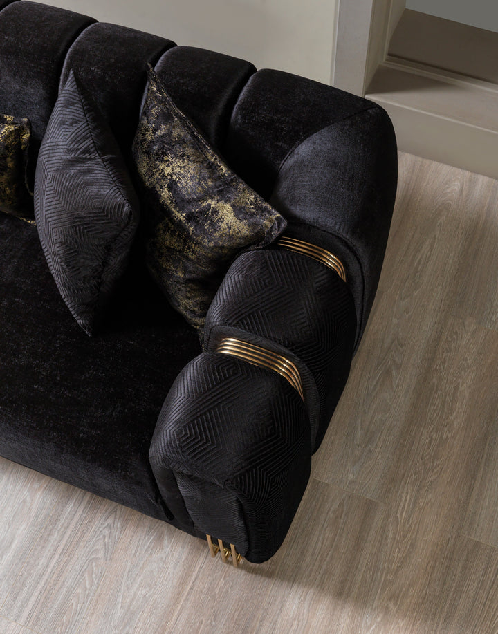 Santana Black Velvet Sofa 89" &amp; Loveseat 69"