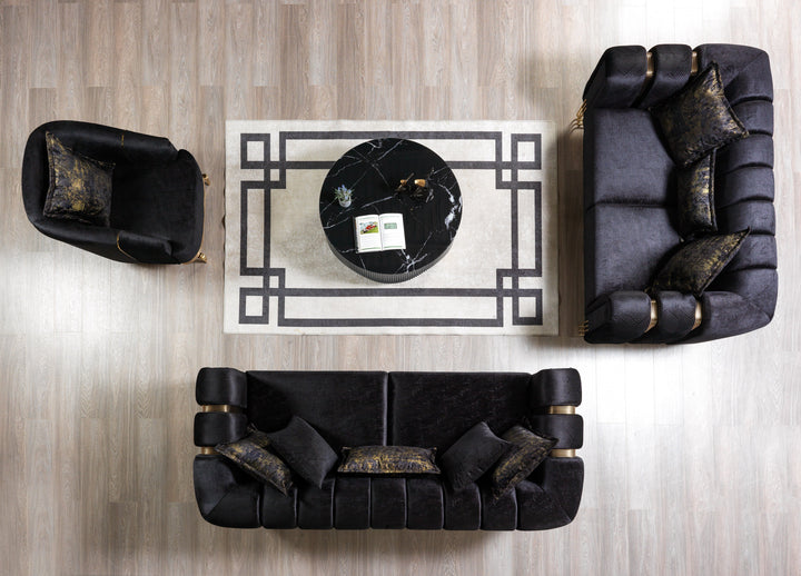 Santana Black Velvet Sofa