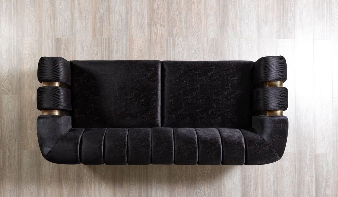 Santana Black Velvet Sofa
