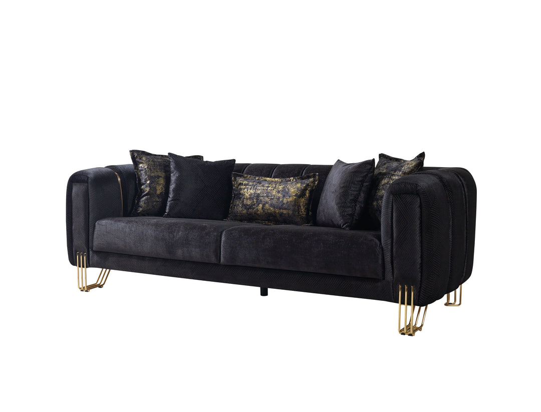 Santana Black Velvet Sofa