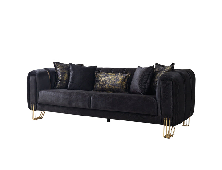 Santana Black Velvet Sofa