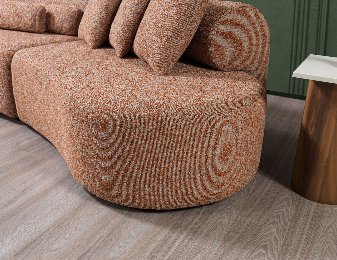 Lena Orange Boucle 3-Piece Curved 145" Sectional