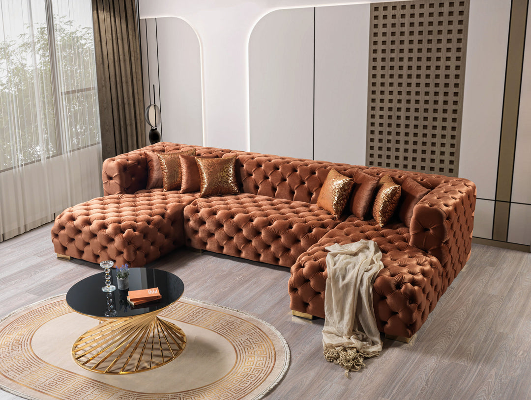 Neva Orange Velvet Double Chaise 138" Sectional [ETA: 8/20]