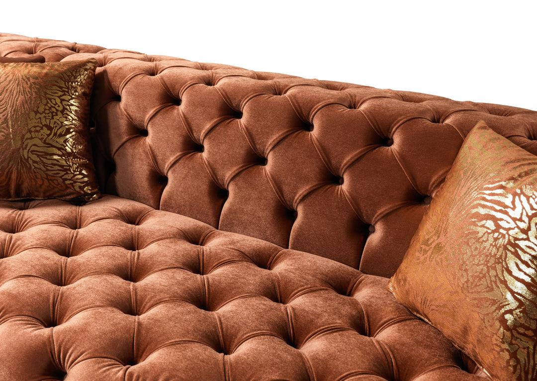 Neva Orange Velvet Double Chaise 138" Sectional [ETA: 8/20]