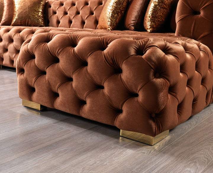 Neva Orange Velvet Double Chaise 138" Sectional [ETA: 8/20]
