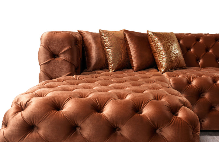 Neva Orange Velvet Double Chaise 138" Sectional [ETA: 8/20]