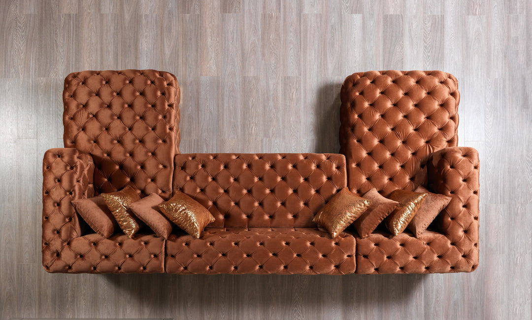 Neva Orange Velvet Double Chaise 138" Sectional [ETA: 8/20]