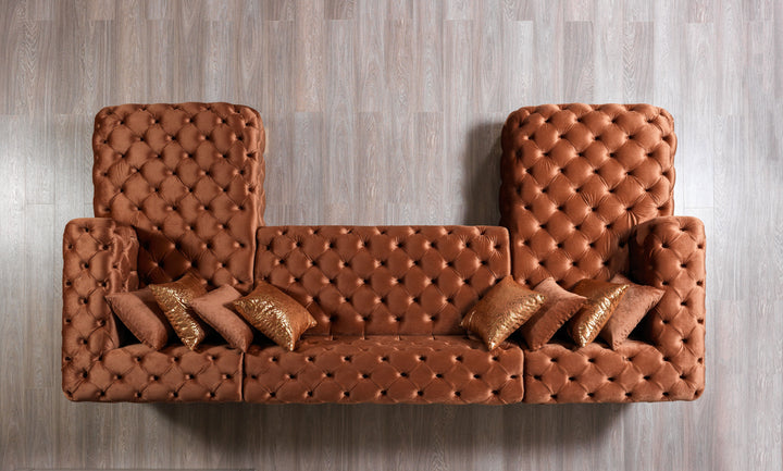 Neva Orange Velvet Double Chaise 138" Sectional [ETA: 8/20]
